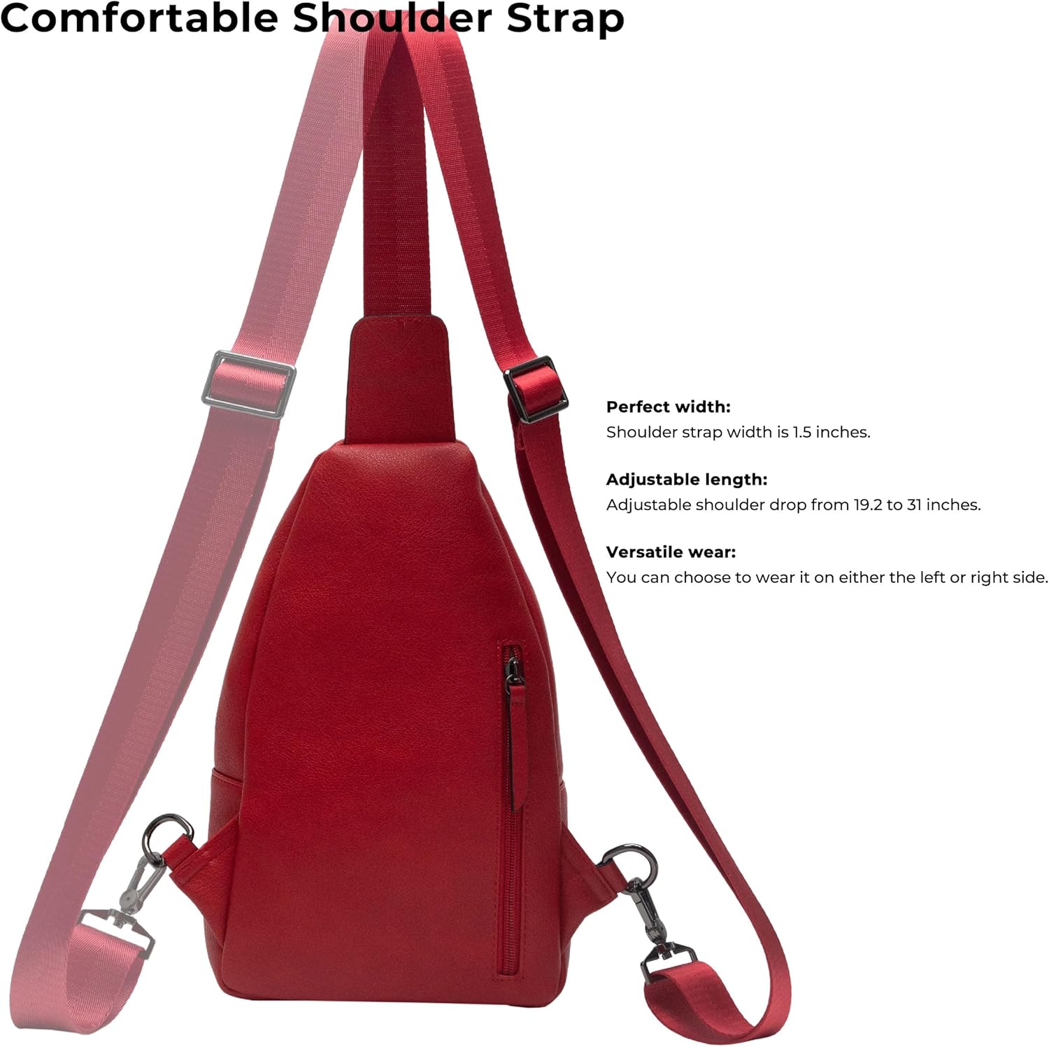 Alldaily Large Sling Bag for Women Crossbody Purse Leather Fashionable Trendy Chest Bag for Travel, Fanny Pack (Red) - Image 4