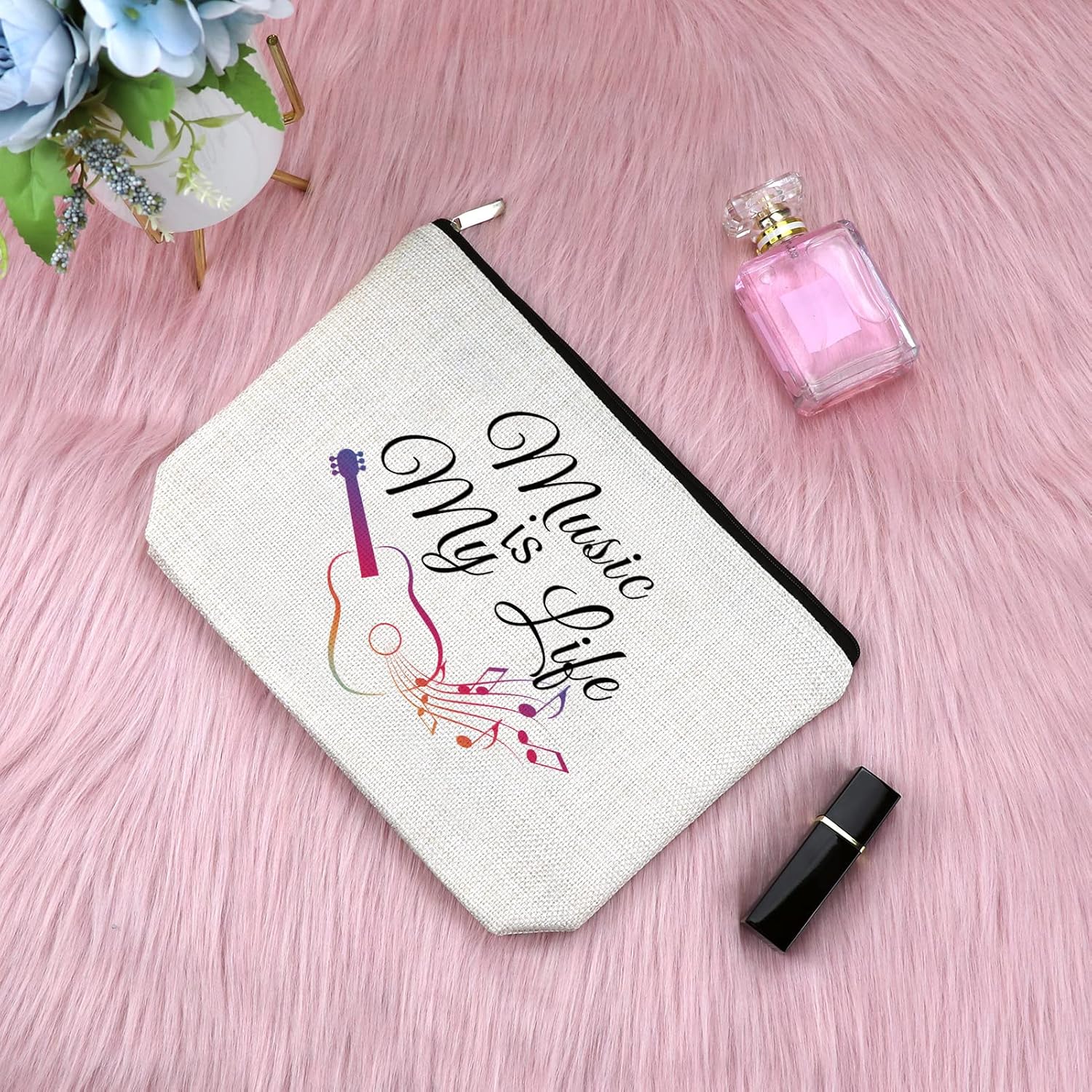Music Lover Gift for Teen Girls Makeup Bag Music Gift for Women Daughter Appreciation Gift for Music Teacher Singer Cosmetic Bag Musician Birthday Gift Graduation Christmas Gift Travel Cosmetic Pouch - Image 3