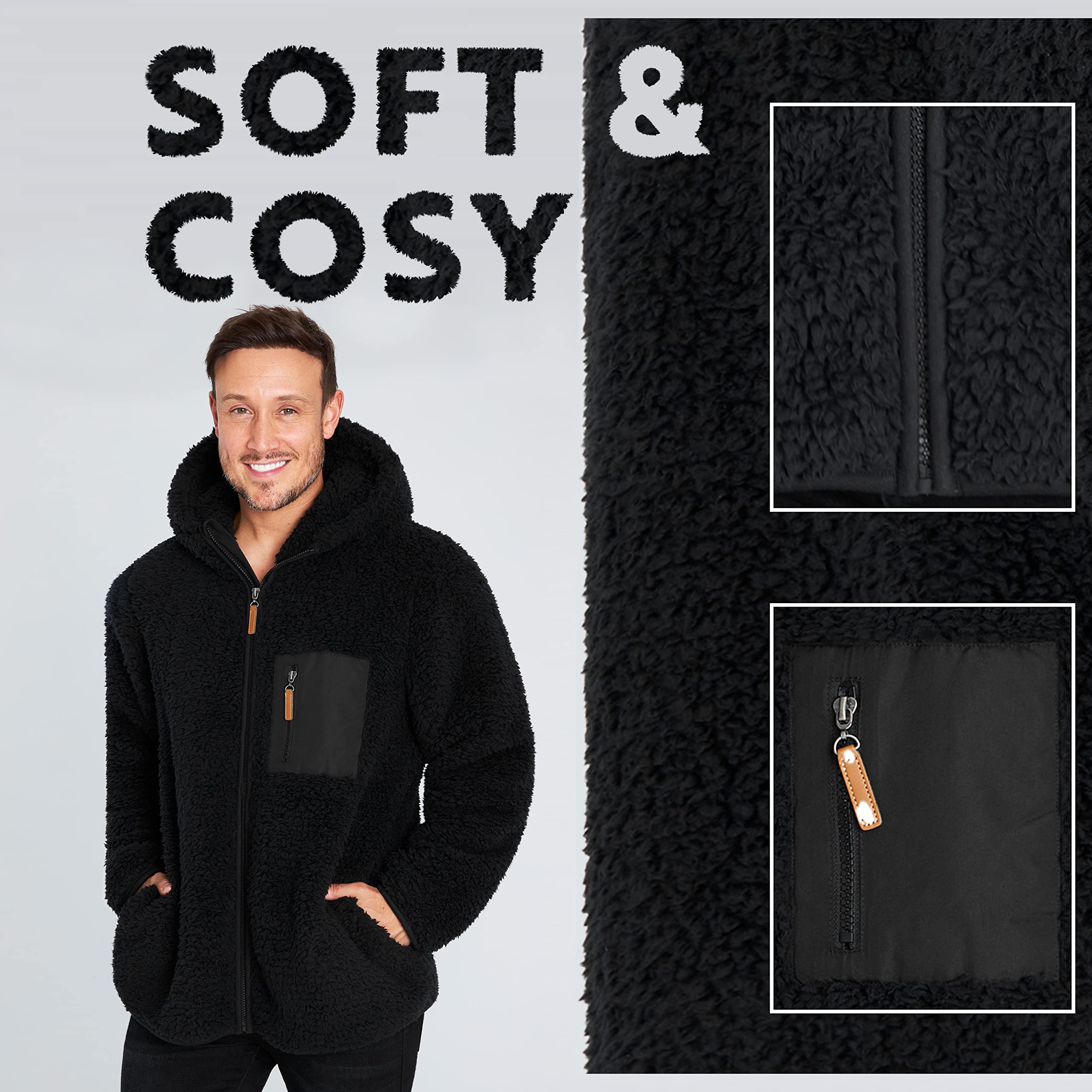 CityComfort Felpa Uomo con Zip, Felpa Invernale in Pile Teddy