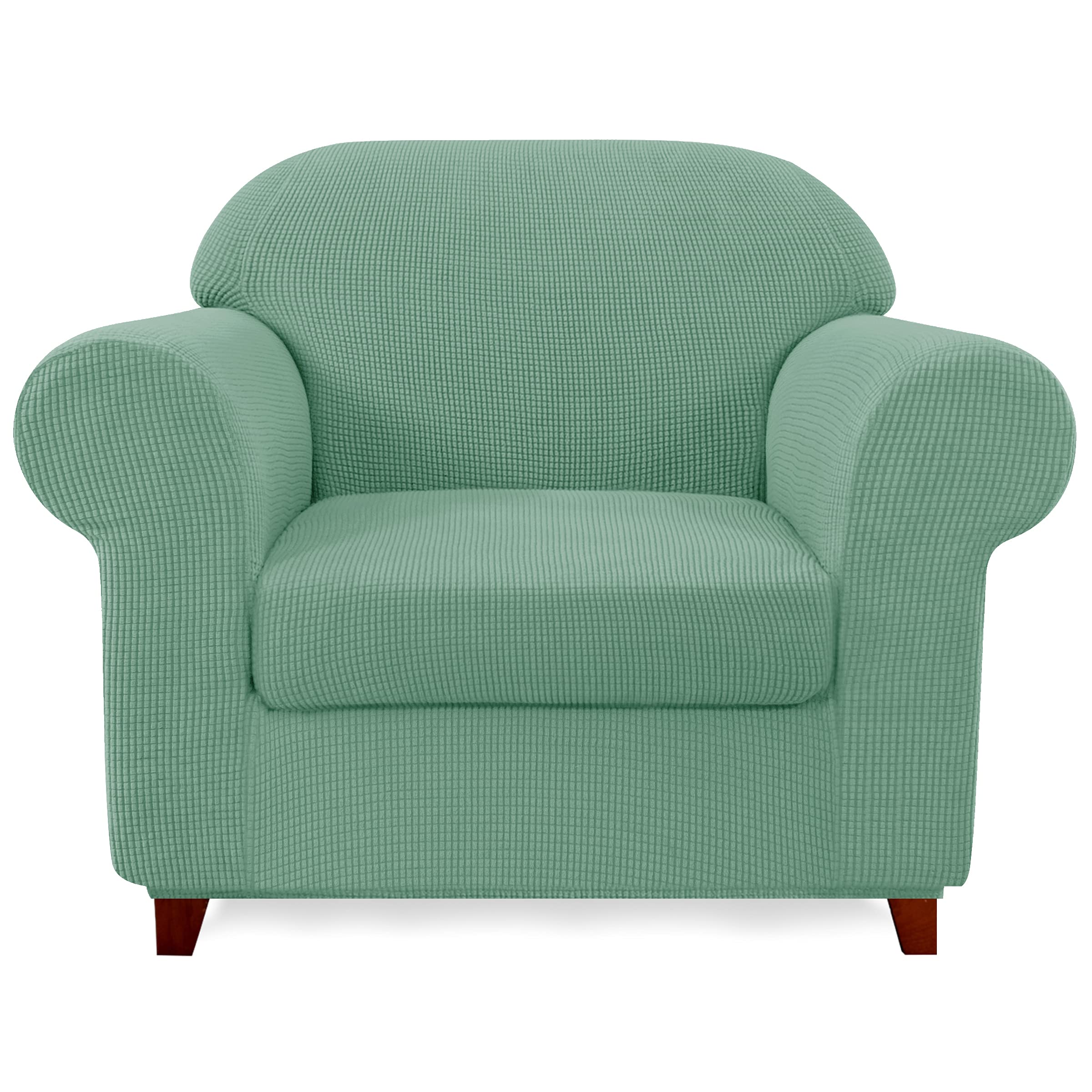 SUBRTEX Stretch Armchair Sofa Slipcover 2 Piece Sofa Cover for 1 Cushion Couch Washable Chair Slipcovers for Living Room(Dark Cyan,Armchair)
