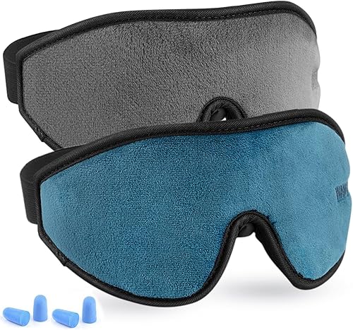 Miniatura 8 de Antifaz ajustable para dormir, paquete de 2 máscaras para dormir contorneadas 3D mejoradas para hombres y mujeres, 100% opacas, cubierta de ojos