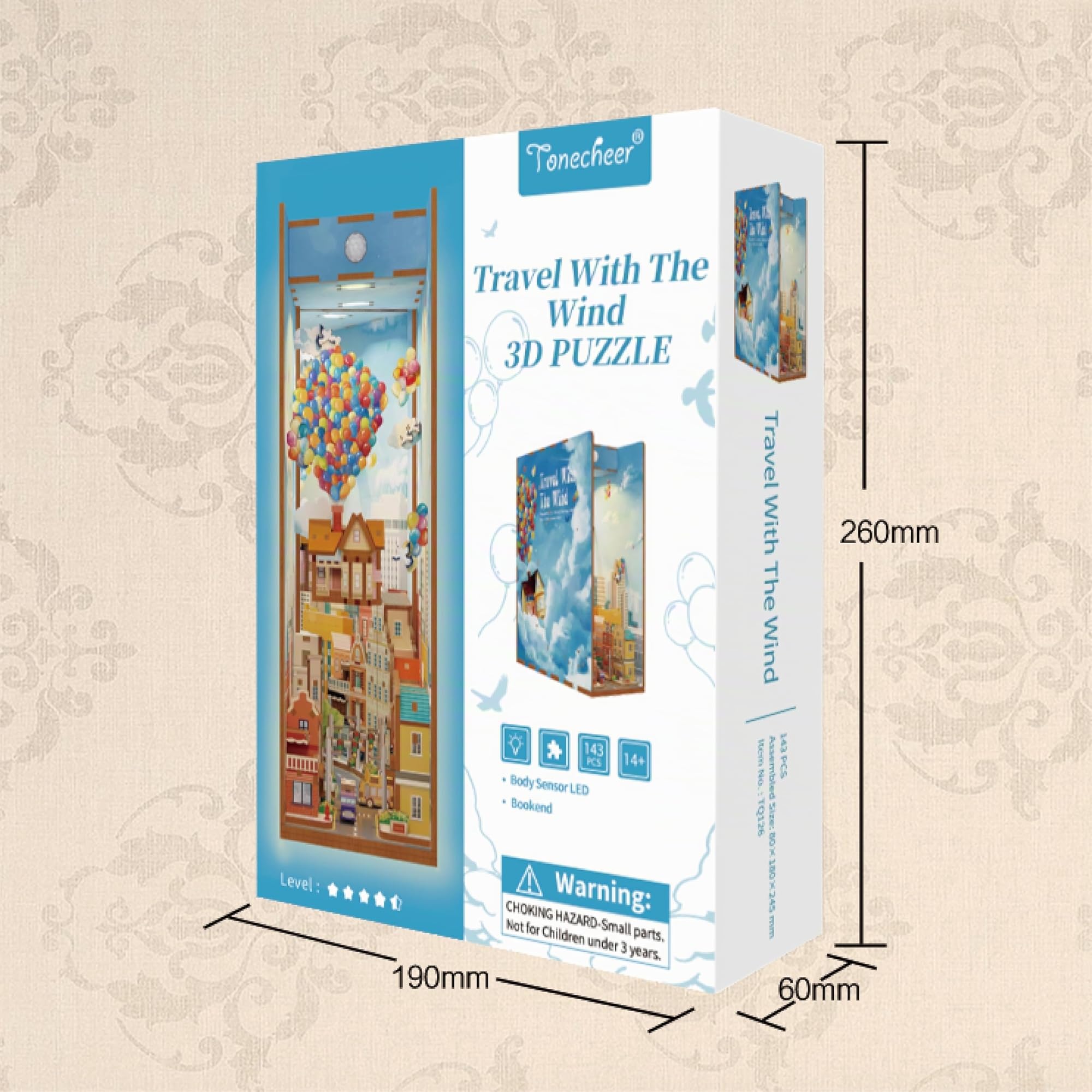 Tonecheer Book Nook Kit DIY Modelo de Montaje 3D Puzzle de Madera para Adultos Construye un Kit de Casa en Miniatura Kit de Manualidades con Luz Regalos Personalizados (Viajando con el Viento)