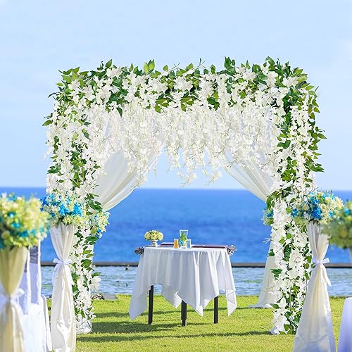 Miniatura 3 de Sggvecsy 6 guirnaldas de glicinia artificiales para colgar, enredaderas de glicina falsas para colgar en el hogar, jardín, al aire libre, boda,