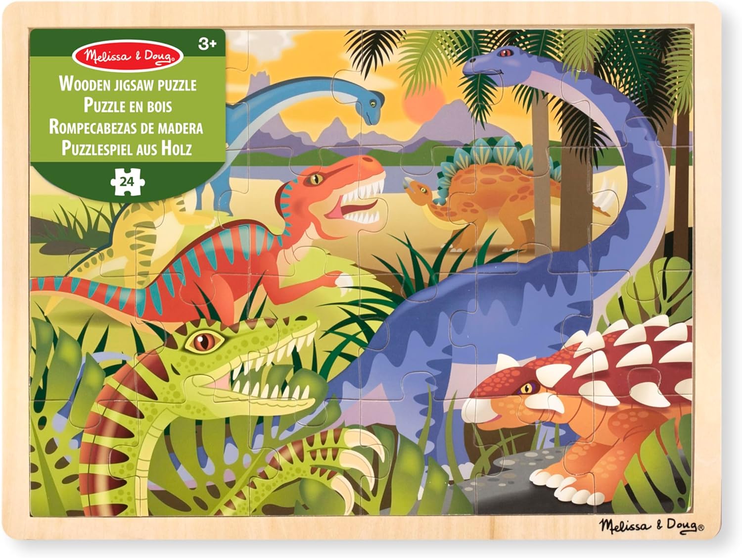 Melissa & Doug Dinosaurs Wooden Jigsaw Puzzle with Storage Tray (24 pcs)
