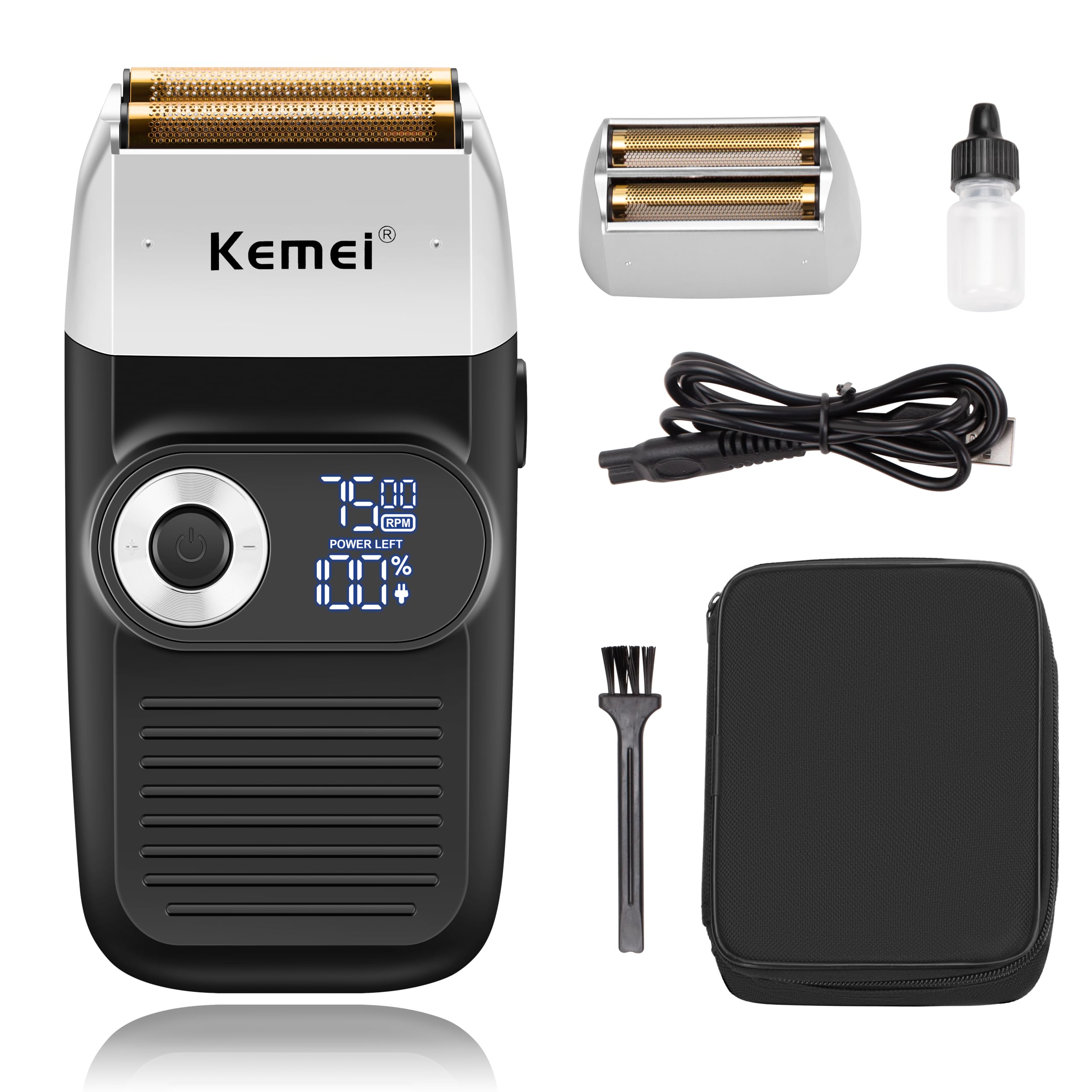 KEMEI Folienrasierer Herren, Rasierer Herren Elektrisch mit Kahlrasur Schnurlose Elektrorasierer mit LED-Anzeige Geschenke zum Vatertag