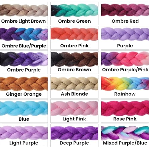 Miniatura 5 de EMMOR Extensiones de cabello trenzado jumbo de 24 pulgadas, fibra sintética de alta temperatura, 6 piezas de trenzas de caja, trenzas trenzadas de