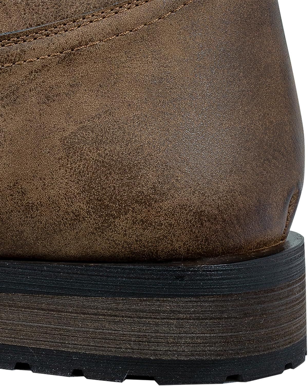 J's.o.l.e Cowboy Boots for Men Square Toe Work Boots Pull on Silp Resistant Wide Calf Men's Western Boot Brown