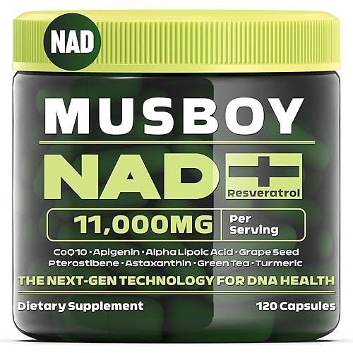 Suplemento NAD+, 11000 mg de resveratrol y quercetina, alternativa para antienvejecimiento, energía celular, 120 cápsulas