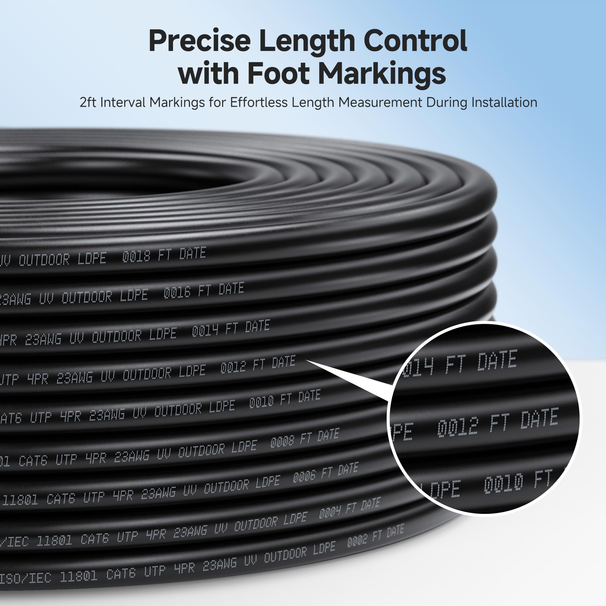 Cable Matters Cavo Ethernet Cat6 per esterni, 10 Gbps, 23 AWG, 152,4 m, nero | Resistente ai raggi UV, solido rame nudo, UTP, 550 MHz, resistente alle intemperie, cavo Cat 6 per telecamere IP PoE