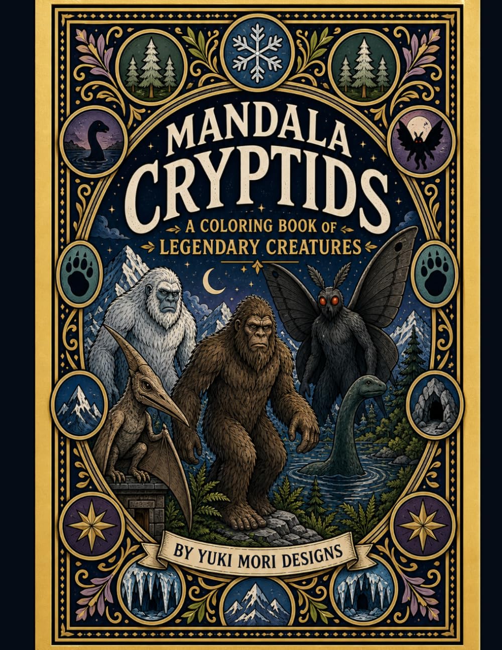 Mandala Cryptids: A Coloring Book of Legendary Creatures: Bigfoot, Mothman, Yeti & More Fantasy Mandala Art