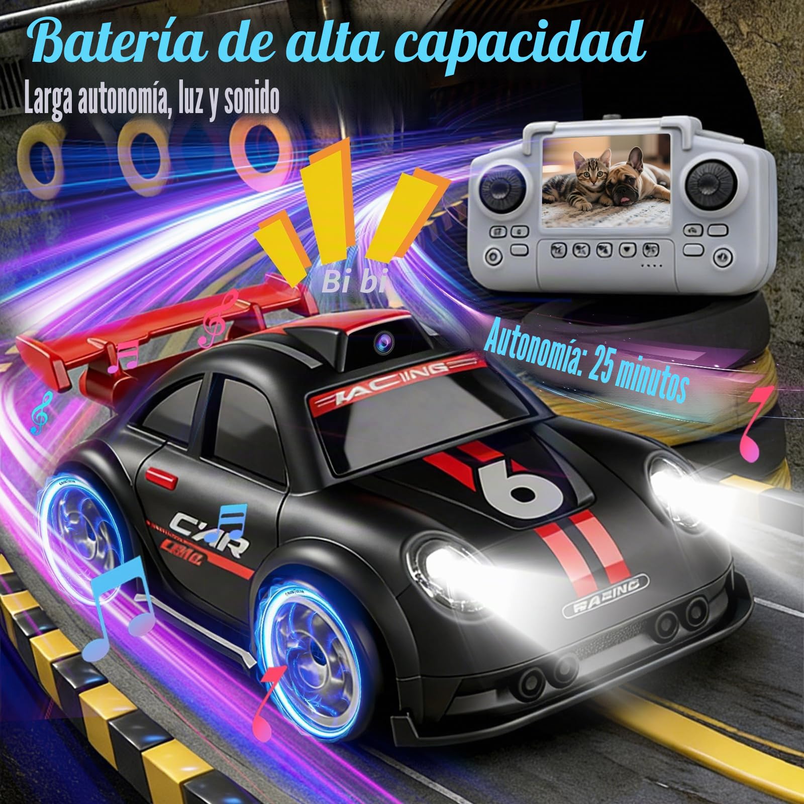 OBEST Coche Teledirigido con Cámara,Control Remoto Drift Auto de Pantalla 2,4 Pulgadas, Transmisión WiFi, RC Fotografía Juguete con Lector de Tarjetas de Memoria, para Adultos y Niños