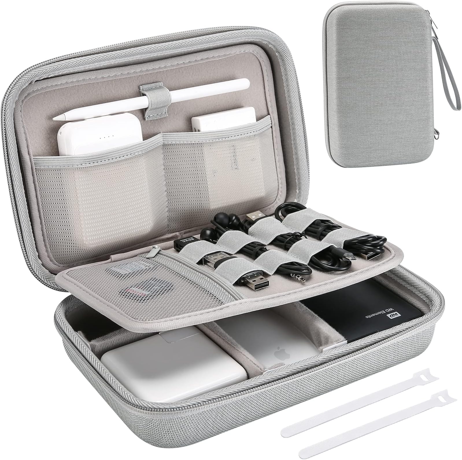 Hard Travel Electronic Organizer Case for MacBook Power Adapter Chargers Cables Power Bank Apple Magic Mouse Apple Pencil USB Flash Disk SD Card Small Portable Accessories Bag