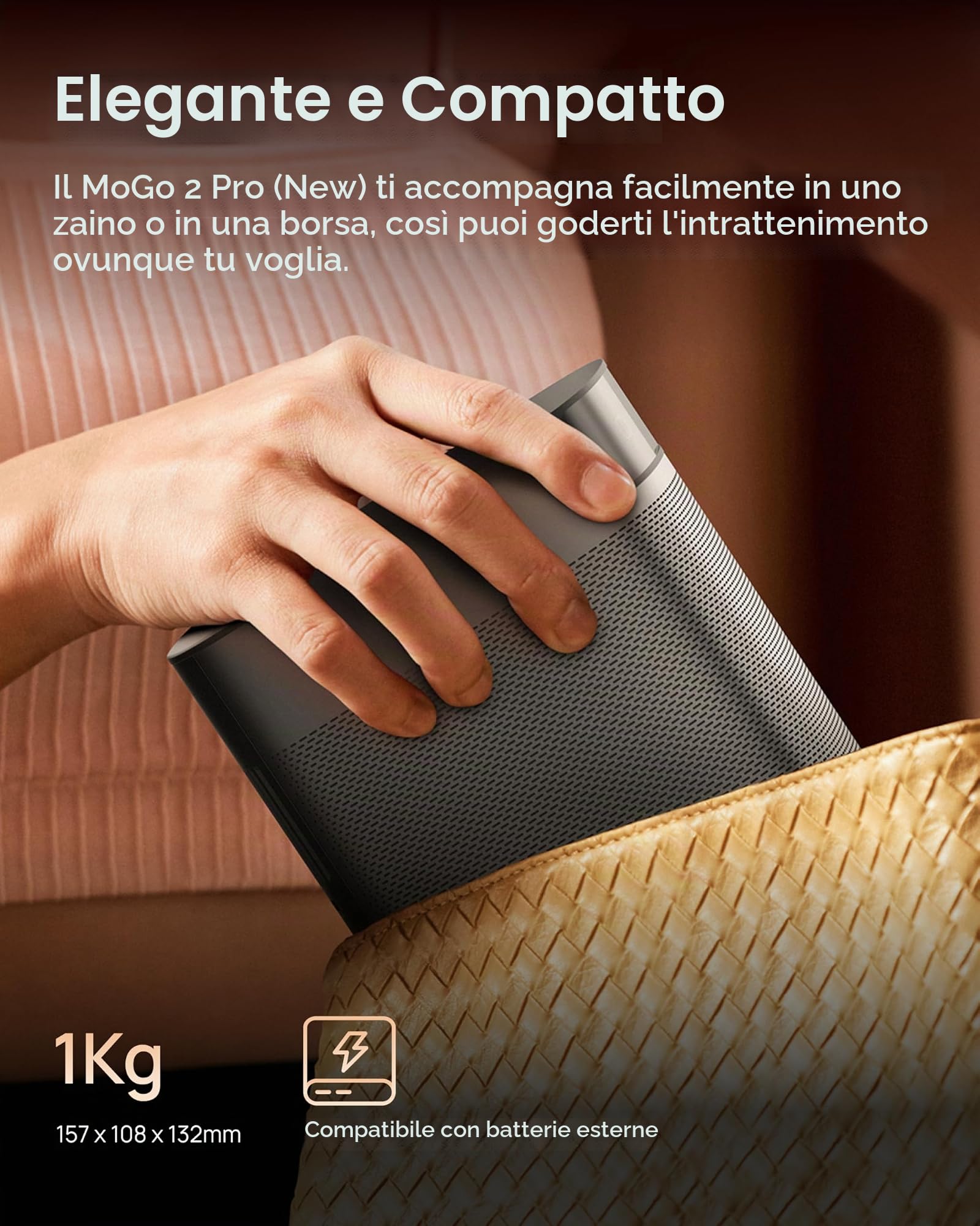 XGIMI MoGo 2 Pro + GTV, videoproiettore Google TV con licenza Netflix, supporto 4K, proiettore Home Cinema con Android TV 11.0, 430 lumen ISO, altoparlanti da 2 × 8 W, autofocus+Multi-Angolo Regolabi