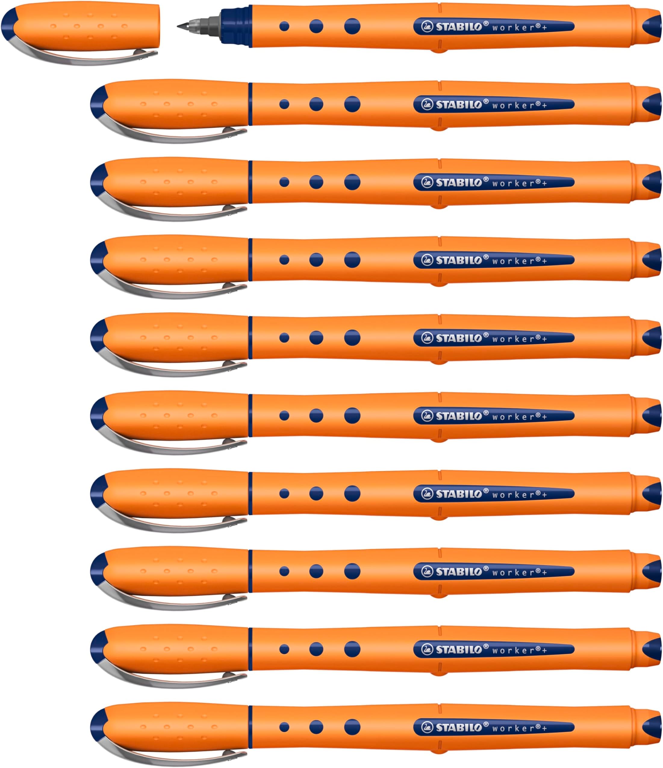 Rollerball - STABILO worker+ Fine - Box of 10 - Blue