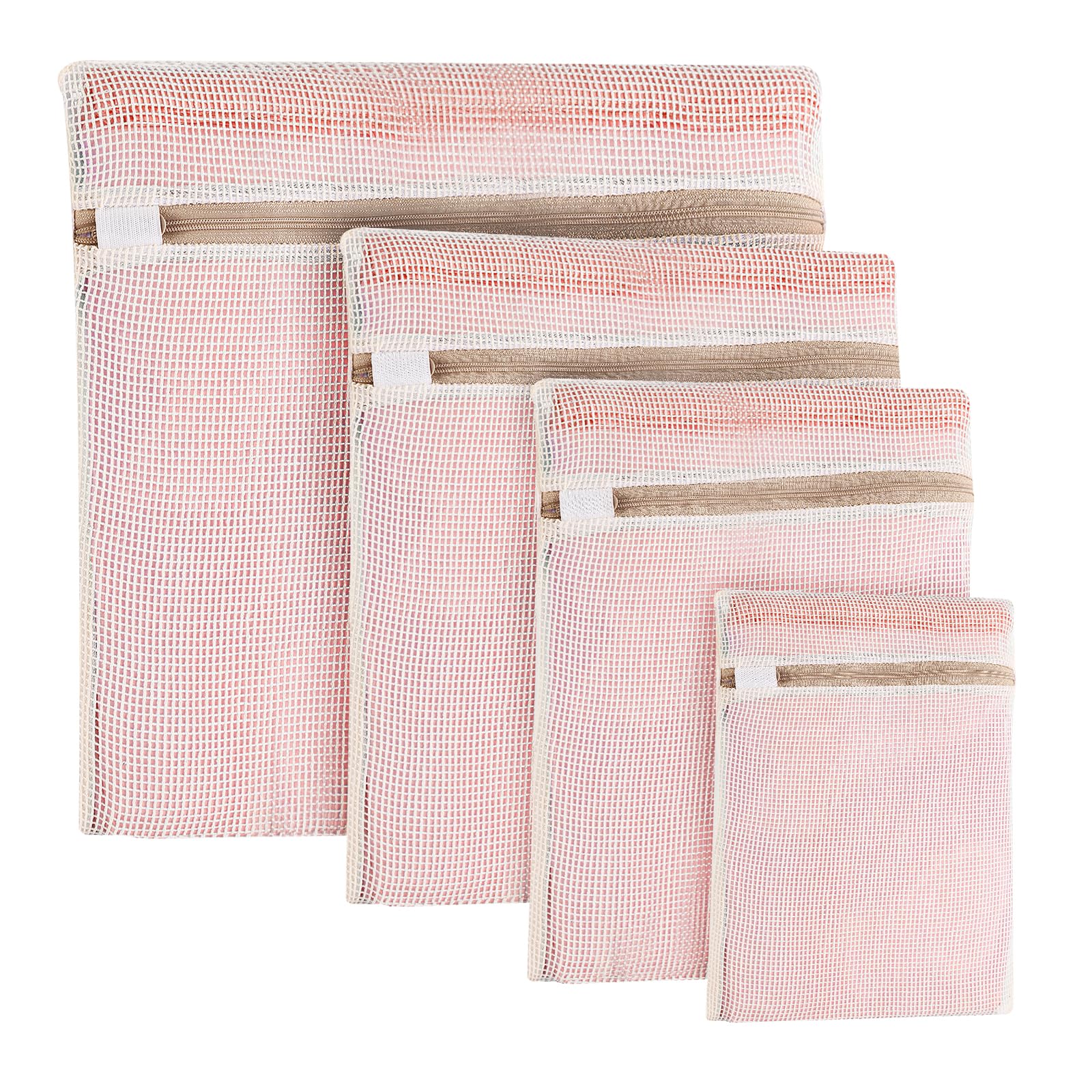 PLOUTA HOME 8-Piece Durable Organic Cotton Mesh Laundry Bags with Sturdy Zippers and Breathable Mesh are Delicate Laundry Bags for Underwear, Clothes, Pants and Socks