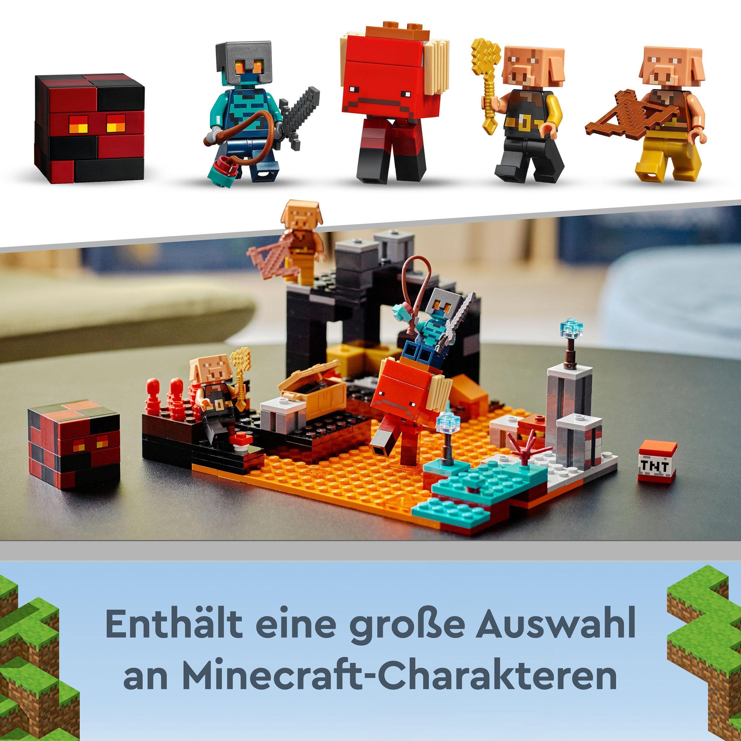 LEGO 21185 Minecraft Die Netherbastion Set, Action-Spielzeug mit Waffen, Rüstungen und 5 Charakteren, inkl. Piglin-Figur, Geburtstagsgeschenk für Jungen und Mädchen ab 8 Jahren