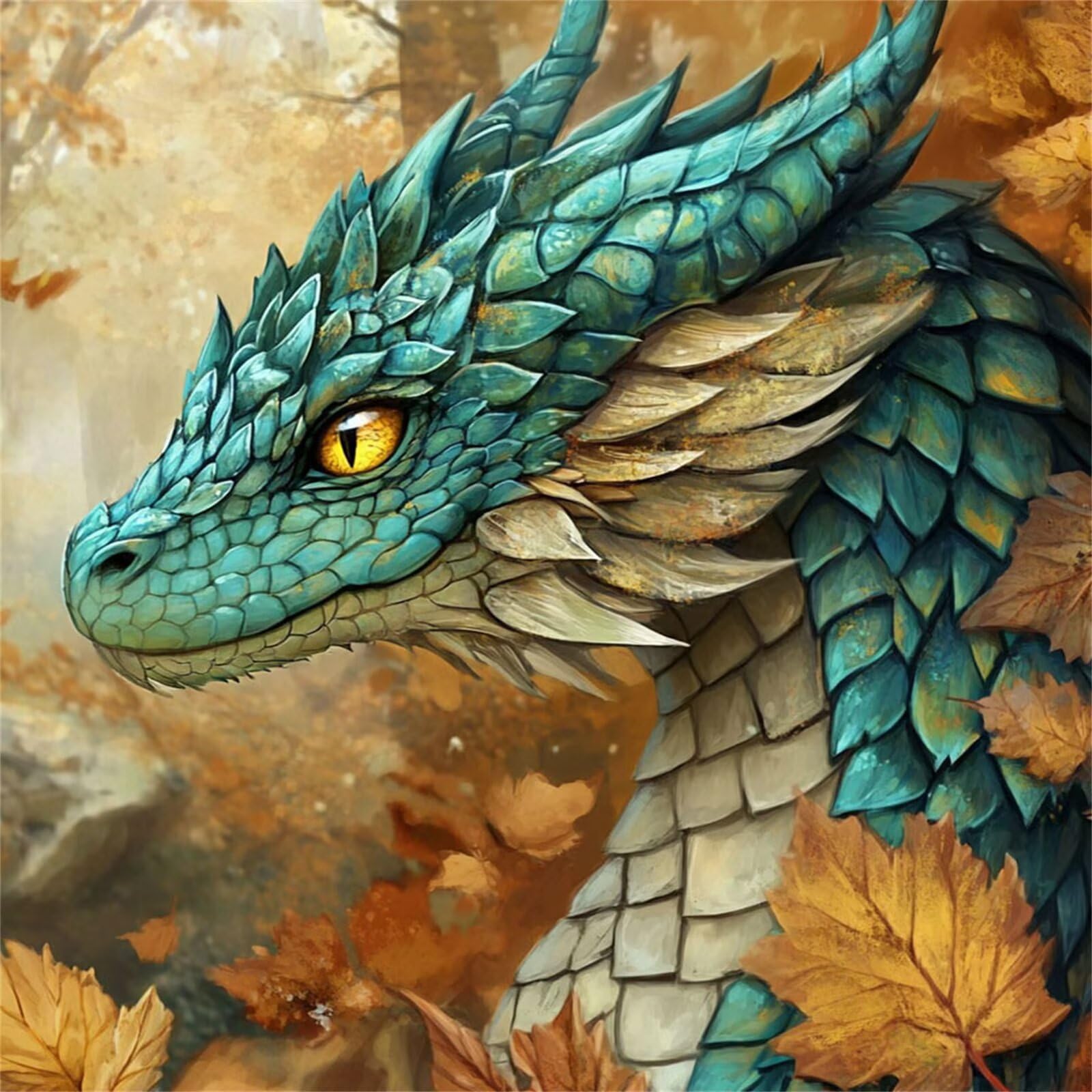 Broderie Diamant Kit Complet 5D, Animal Diamond Painting Adulte Plein Foret, Peinture Diamant pour Adulte Enfant Débutant, Loisirs Créatifs de Détente et Décoration Maison, Dragon 100x100cm FX#169