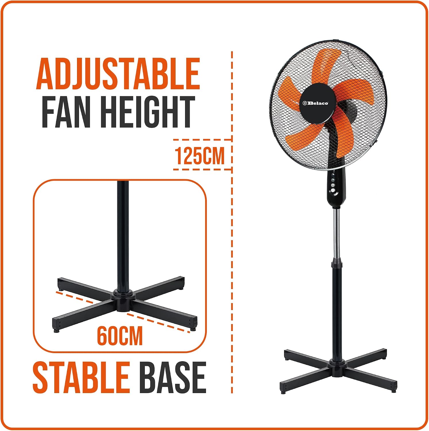 16 Inch Pedestal Fan with Oscillation, Adjustable Height (BLSF-40B) thumbnail 6
