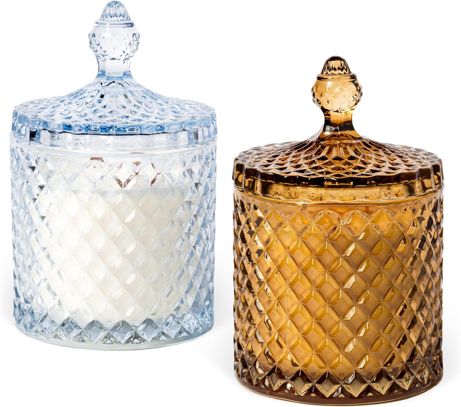 Hidden Label Large Decorative Jar Candle,Wood Wick Jasmine& Magnolia + Lemongrass Ginger Scented Candle.Soy Wax Candle for Home Scented