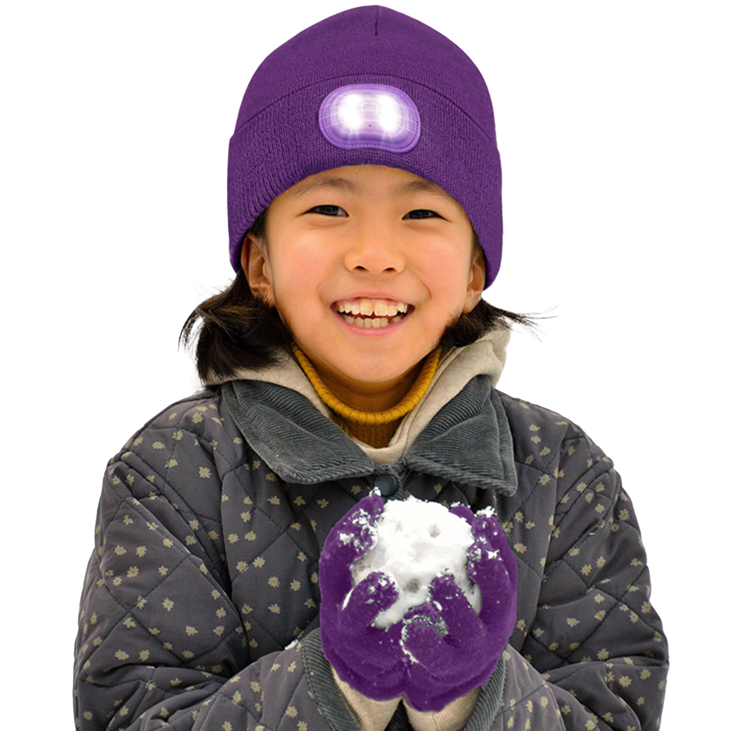 HEAD LIGHTZ by Roq Innovation - Kids Beanie with Light & Glove Set - Unisex LED Beanie Hat with Light Built in, Rechargeable
