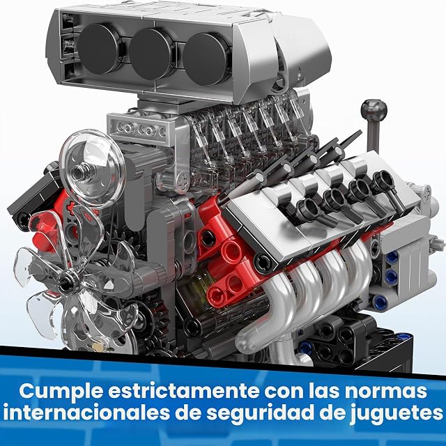Foto 3 de 6 de Mould King 10225 Technik V8 Motor Bausatz Bausteine Klemmbausteine Motors Simulation Motors mit…