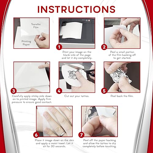 Miniatura 7 de Papel de tatuaje temporal para impresoras INKJET, 10 juegos, tatuajes imprimibles personalizados (10 juegos)