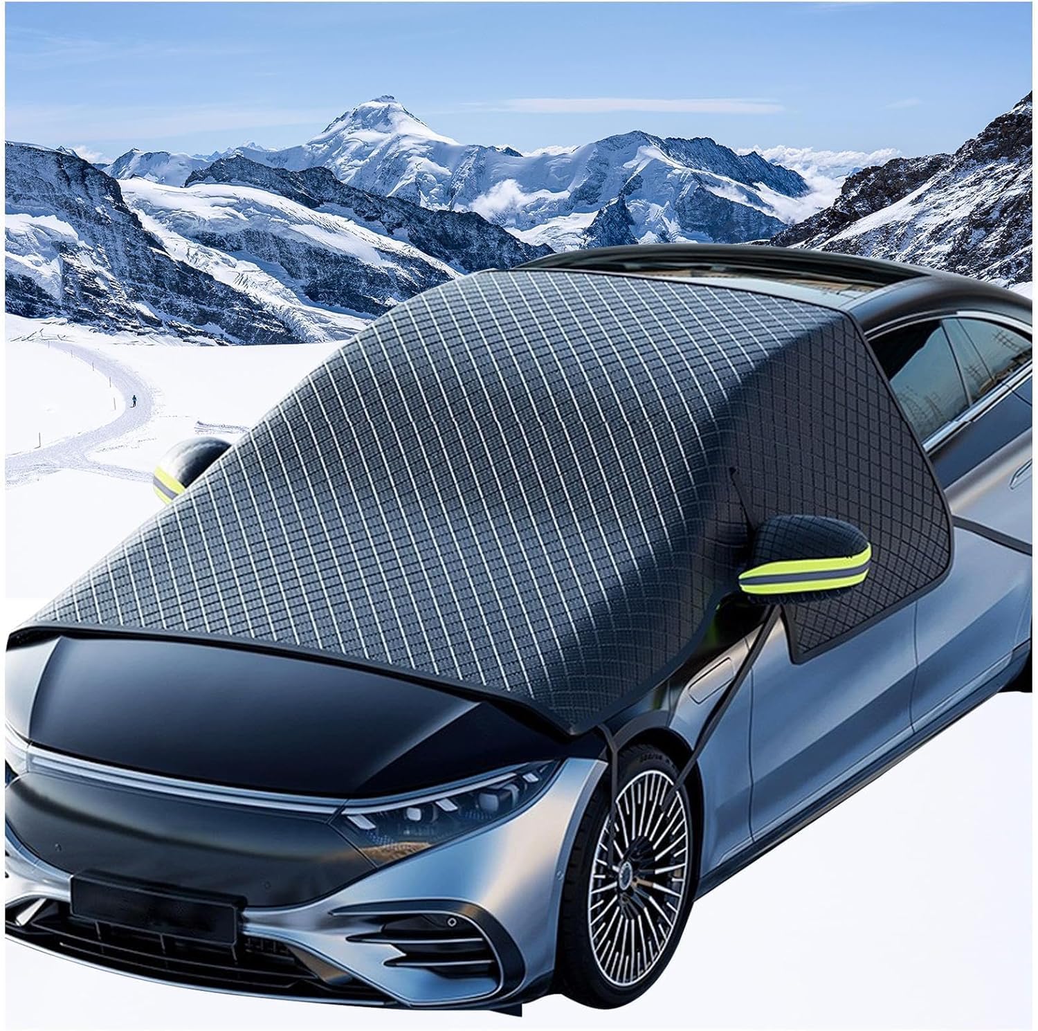 Ddvos Black Car Snow Cover For Toyota C-Hr Chr Hybrid/C-Hr Ev 2021 2022 2023, Magnetic Frost Protector Protective Windscreen Cover With Reflective Strips