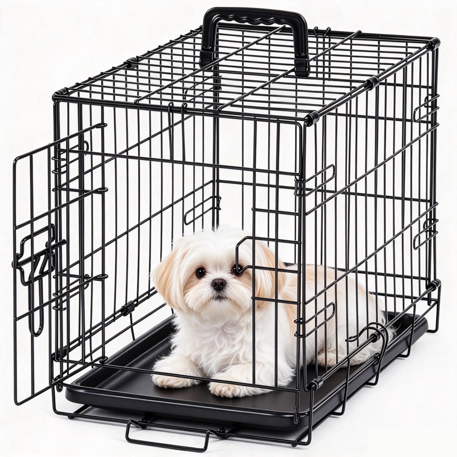 Sweetcrispy Dog Crate, 18 Inch Puppy Small Dog Cage, Foldable Pet Kennel