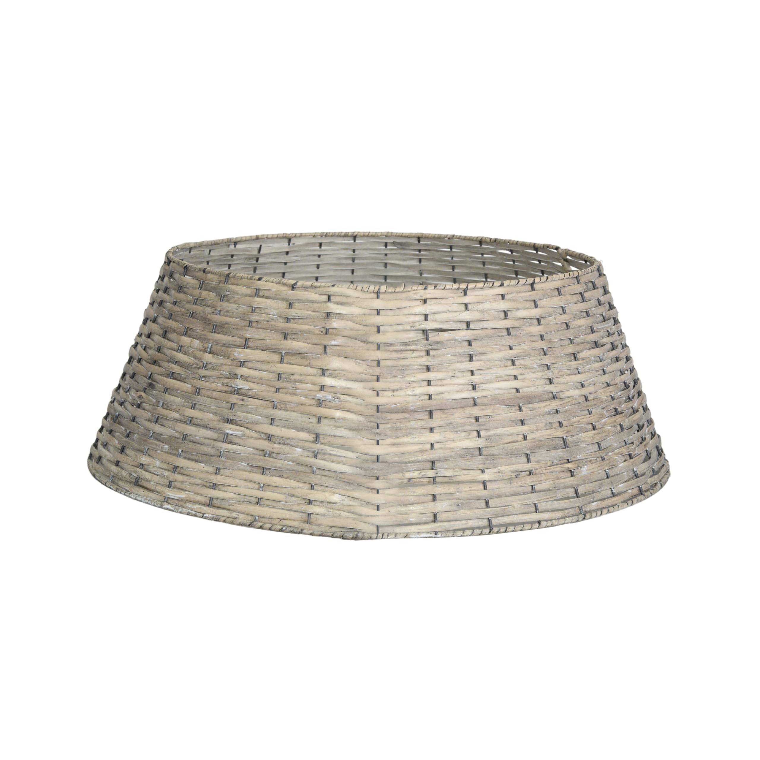 Wickerfield 3-Panel, Wicker 21 X 60Cm Foldable Christmas Tree Skirt, Christmas Tree Base Cover, Wicker Xmas Tree Basket, Collapsible Rattan Collar For 5Ft / 6Ft / 7Ft Tree (3-Panel, Wicker)