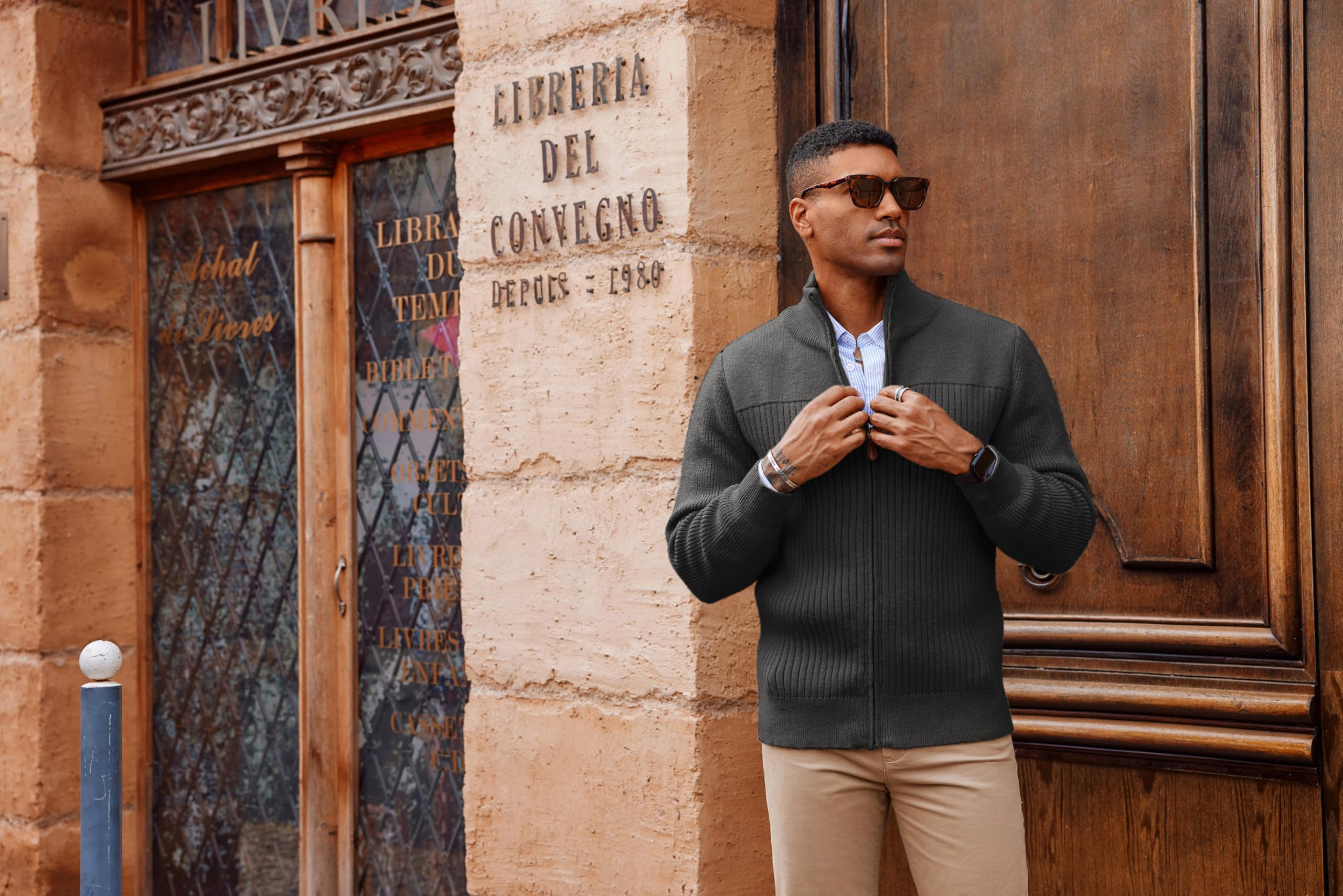 PJ PAUL JONES Strickjacke Herren mit Reissverschluss und Stehkragen Cardigan Pullover
