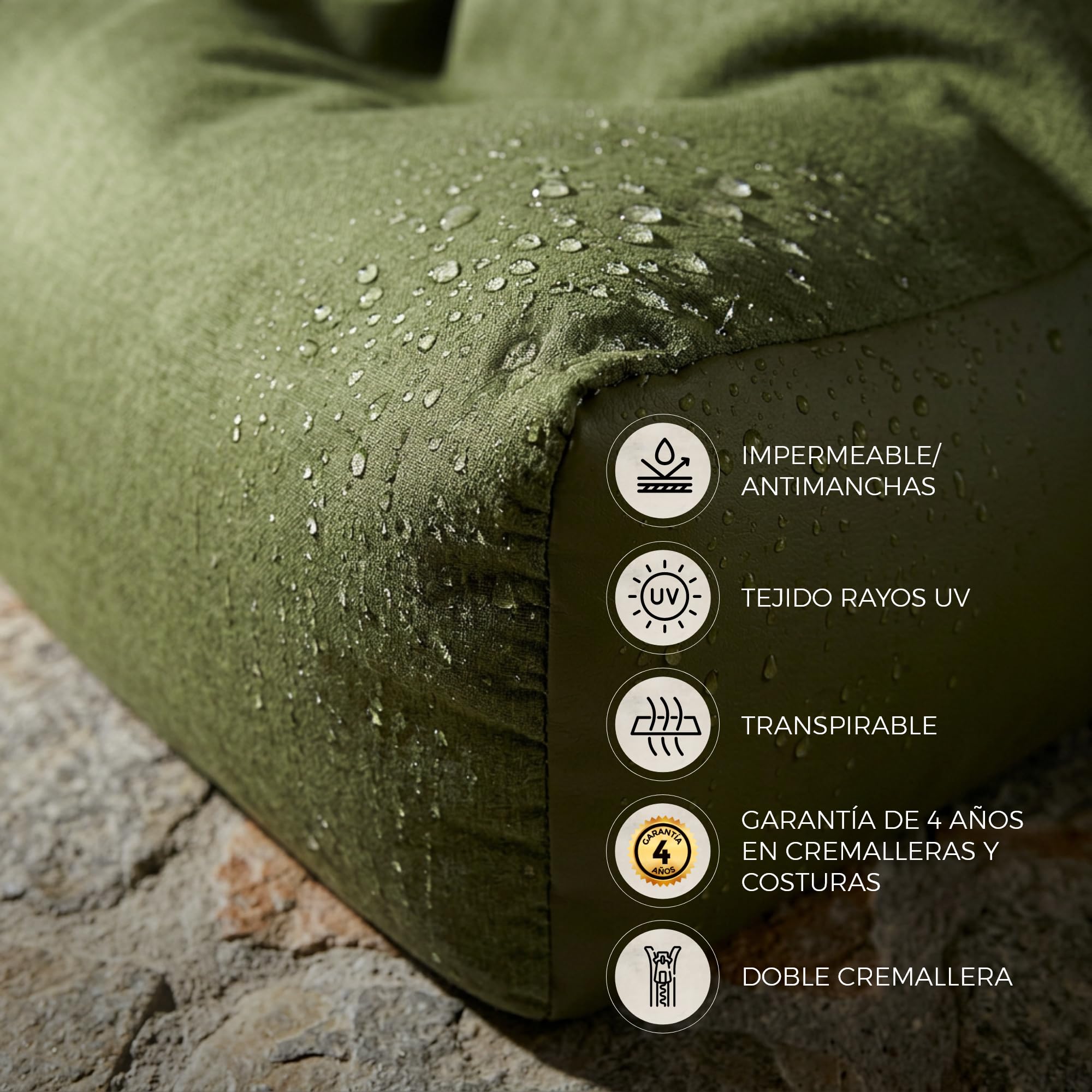 HAPPERS Puff Sillón Naylim Mate con Relleno Incluido para Exterior e Interior Transpirable y Resistente| Asiento Relax Ergonómico para Terraza, Jardín y Salón | 85x80x90 cm Crudo