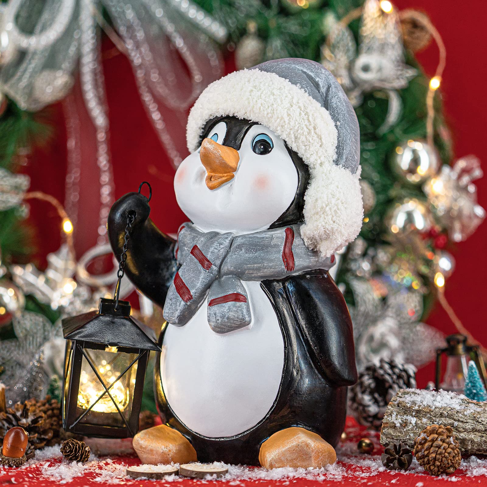 udensep Penguin Christmas Decoration, Christmas Statue with Metal