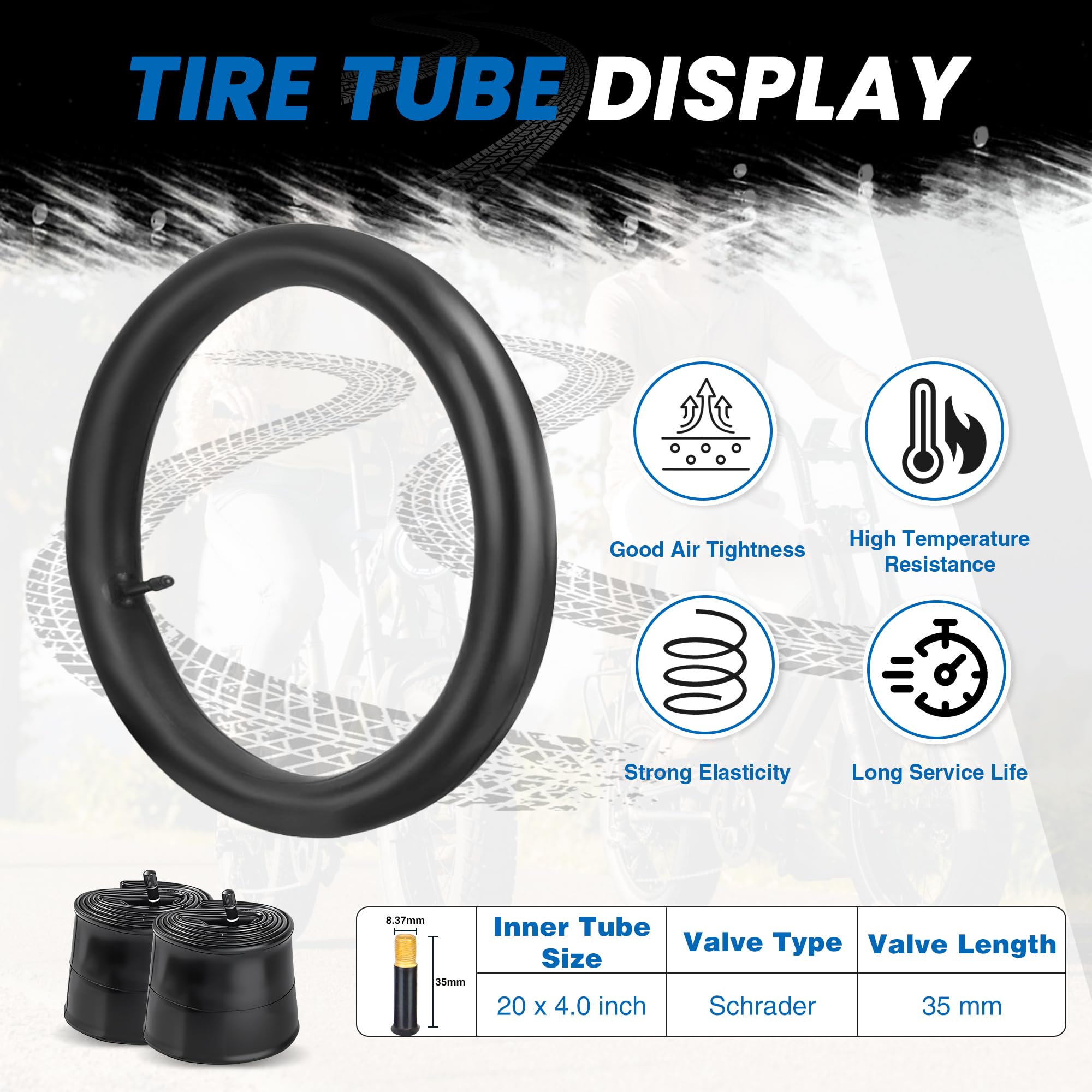 ZUKKA Lot de 2 pneus de vélo électrique 20 x 4,0 Heavy Duty pliables Fat Tire Graisse Compatible avec les vélos électriques/VTT/vélos de ville 20 x 4,0