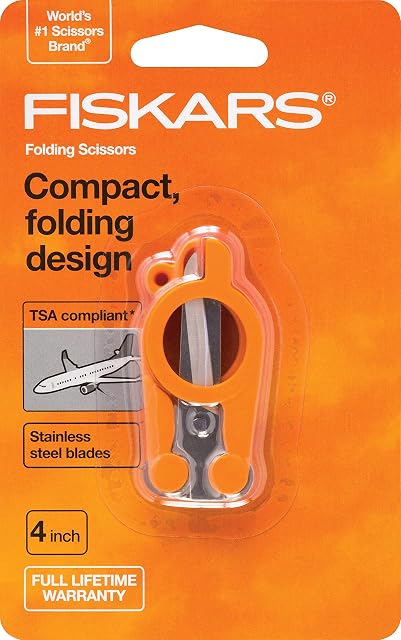 Fiskars 01-005434 Travel Folding Scissors, 6 Inch, Orange