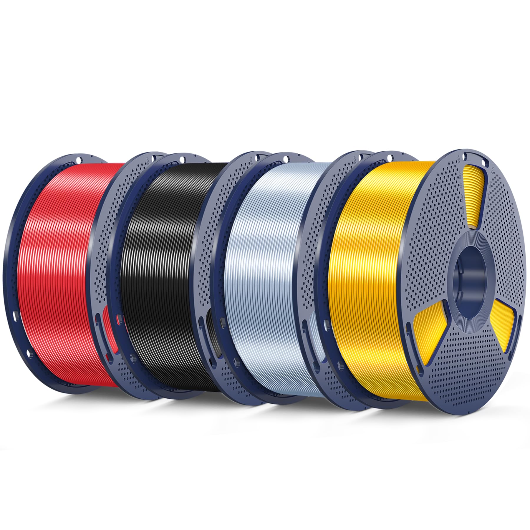 SUNLU Silk Pla Plus Filament 4kg Bundle, (Gold+Sliver+Black+Red)