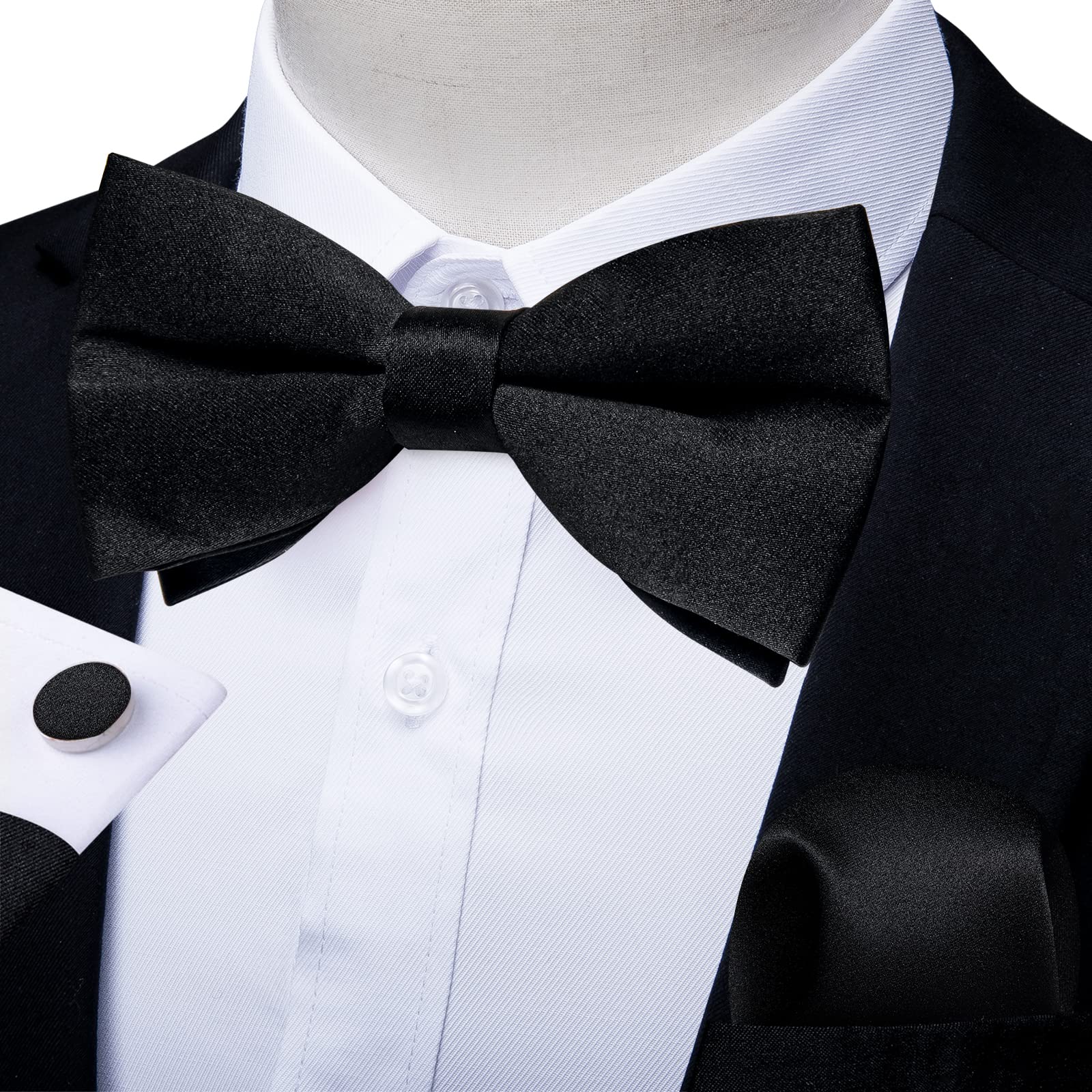 Nœud Papillon Pré-noué Pour Homme Avec Pochette Et Boutons De Manchette - Ensemble Cravate Soie Pour Mariage Ou Fête