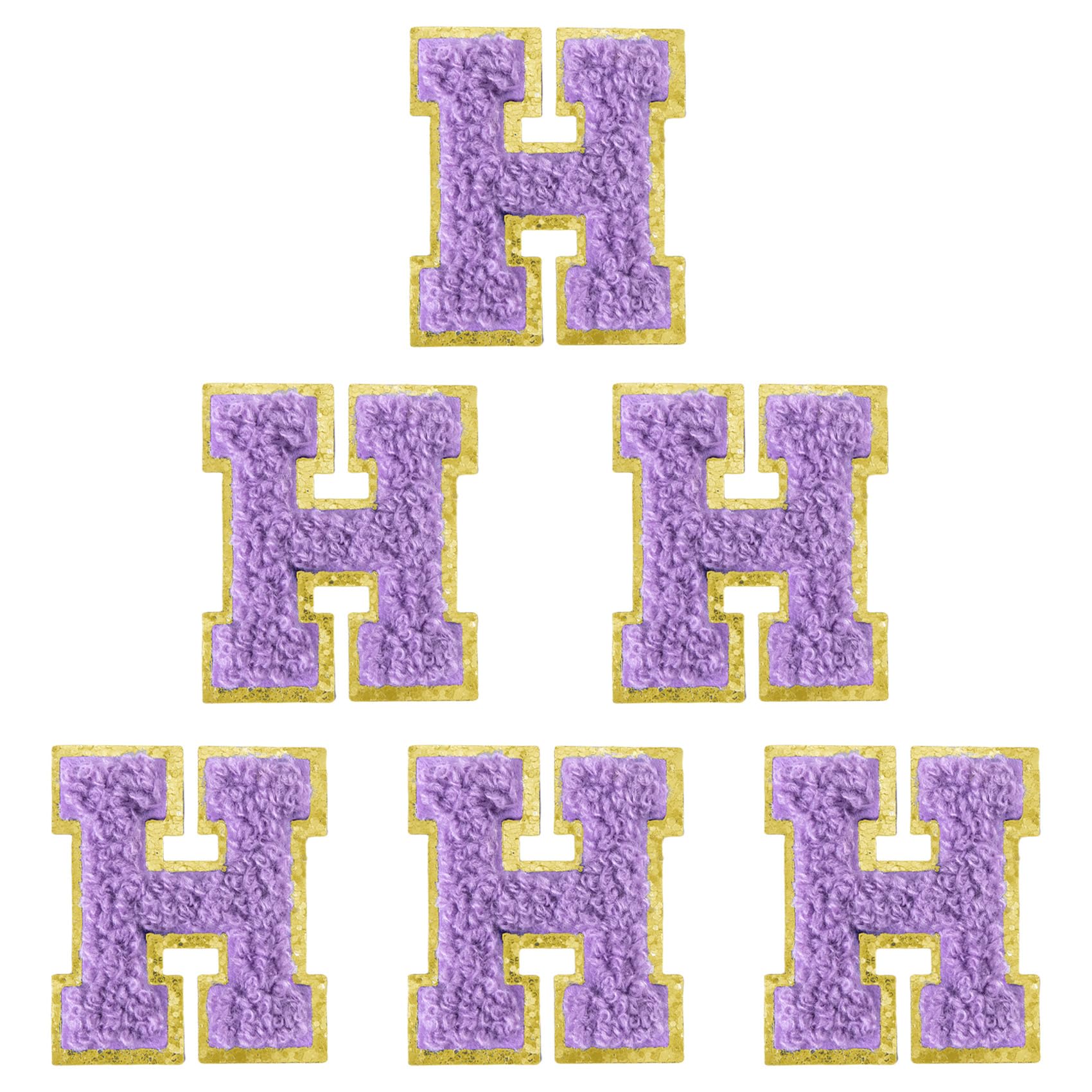 Aganmi 6Pcs Self Adhesive Chenille Letter Patches Preppy 2inch A-Z Varsity Letter Patches Sew On Embroidered Repair Patch for Clothes Hats Bags Letter