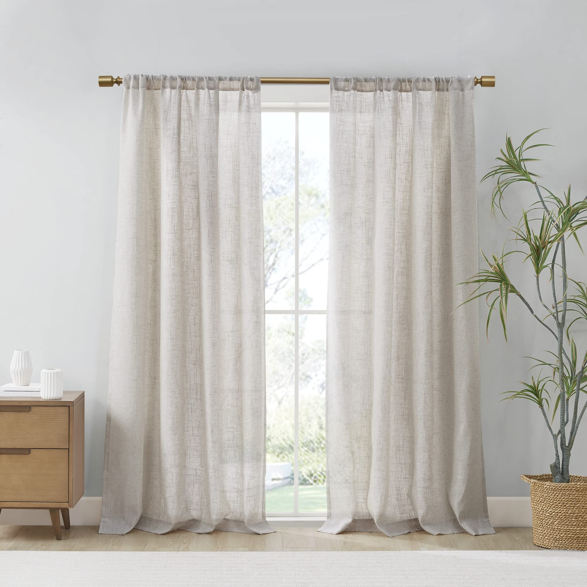 Rideaux de fenêtre isolants visuels lin mélangé abat-jour filtrant doux