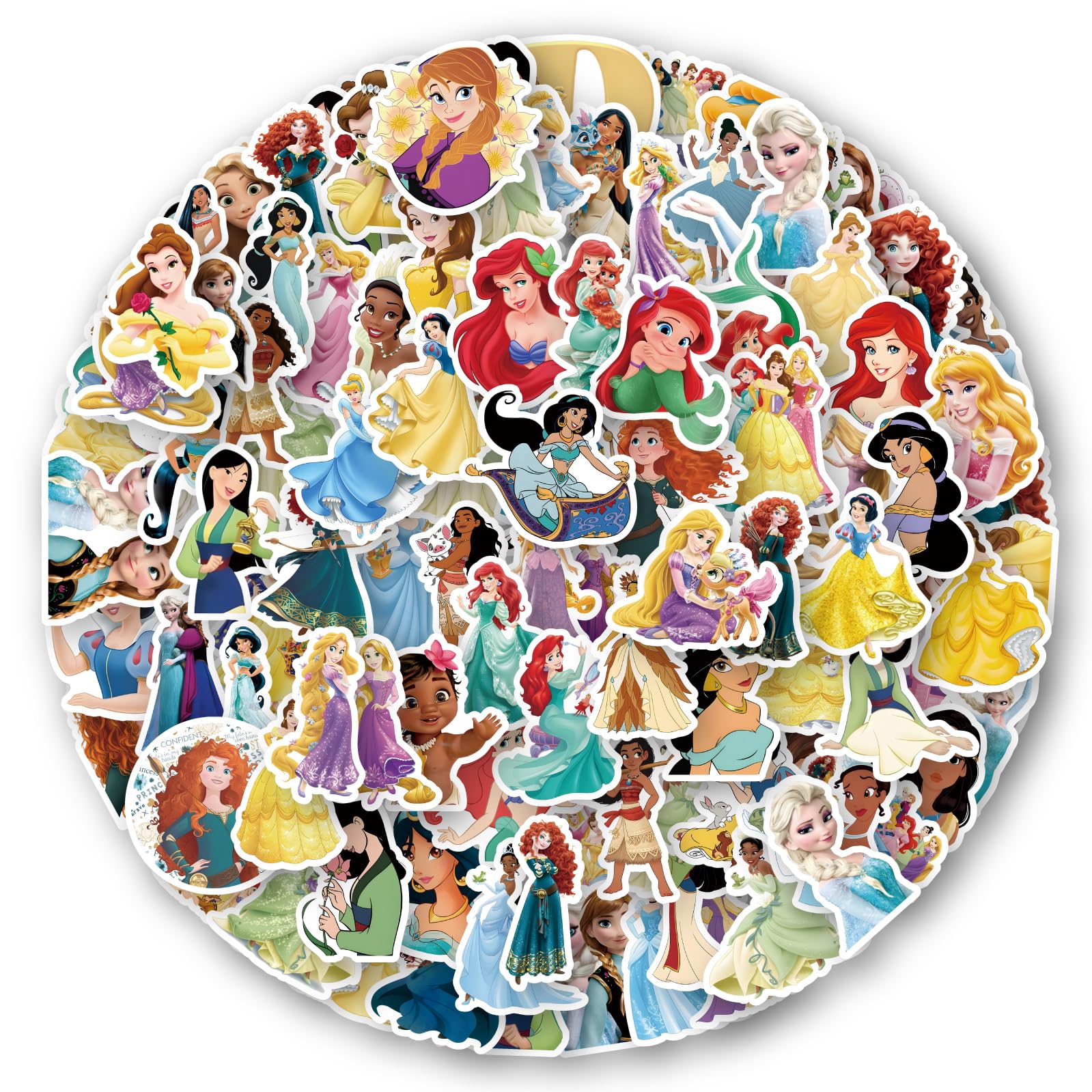 View 1 of 120pcs Princess Stickers for Kids, Waterproof Vinyl Decals