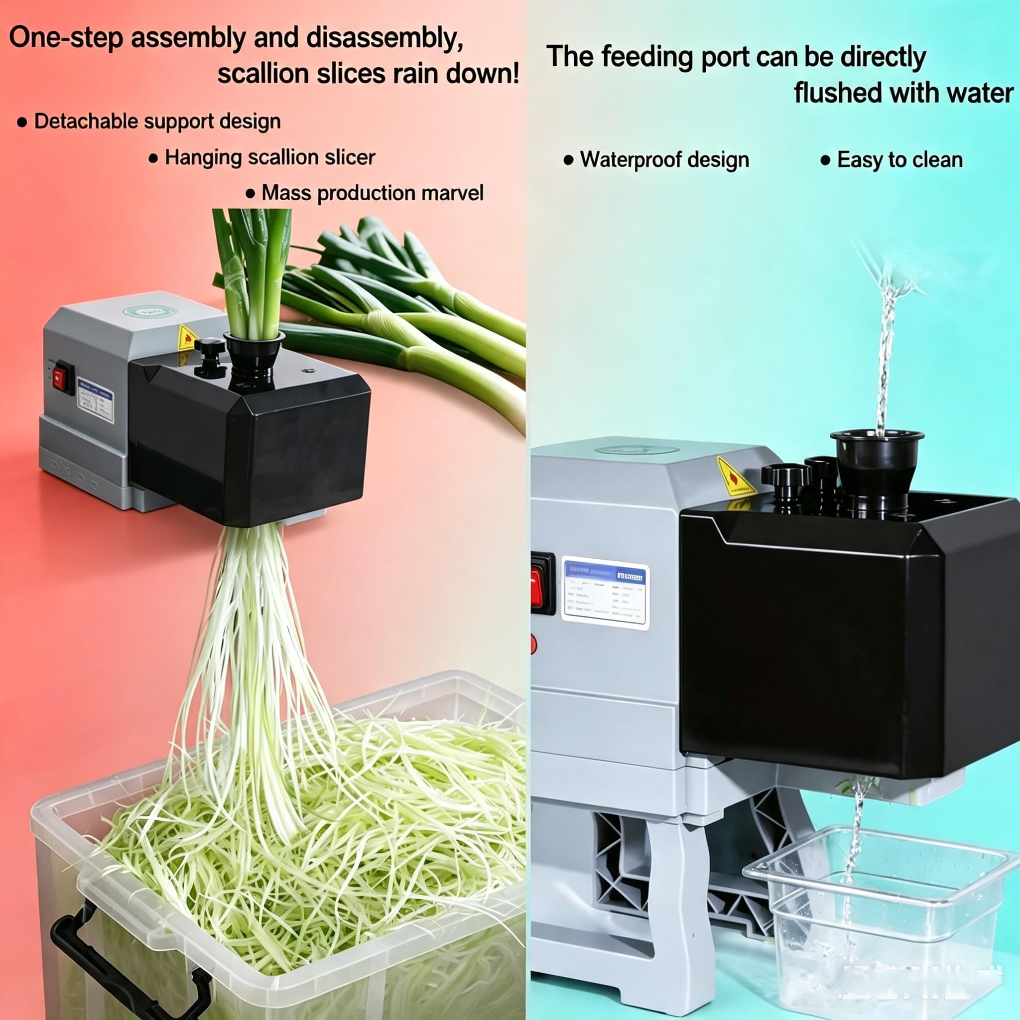 Trituradora eléctrica Comercial de cebollas Verdes, cortadora de cebolletas con Cuchillas de Acero Inoxidable, para Pato asado, preparación de ensaladas (2.3mm)