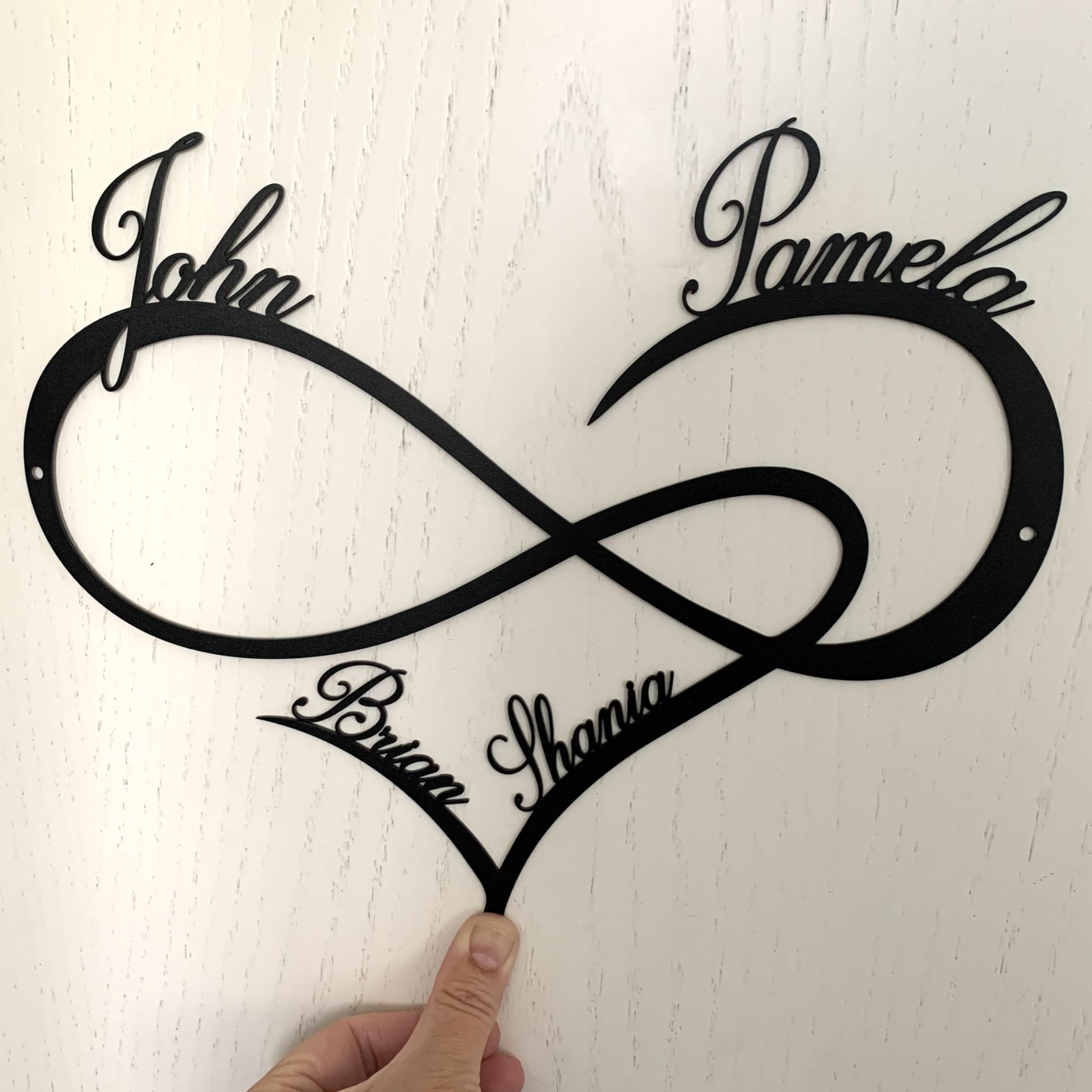 Cœur à l'infini personnalisé, Infinity Heart, Prénoms et le nom de famille, Signe d'amour en métal, Cadeau pour les parents, Décoration murale, Cadeau pour maman, Custom Amour Plaque, Symbole Infinity