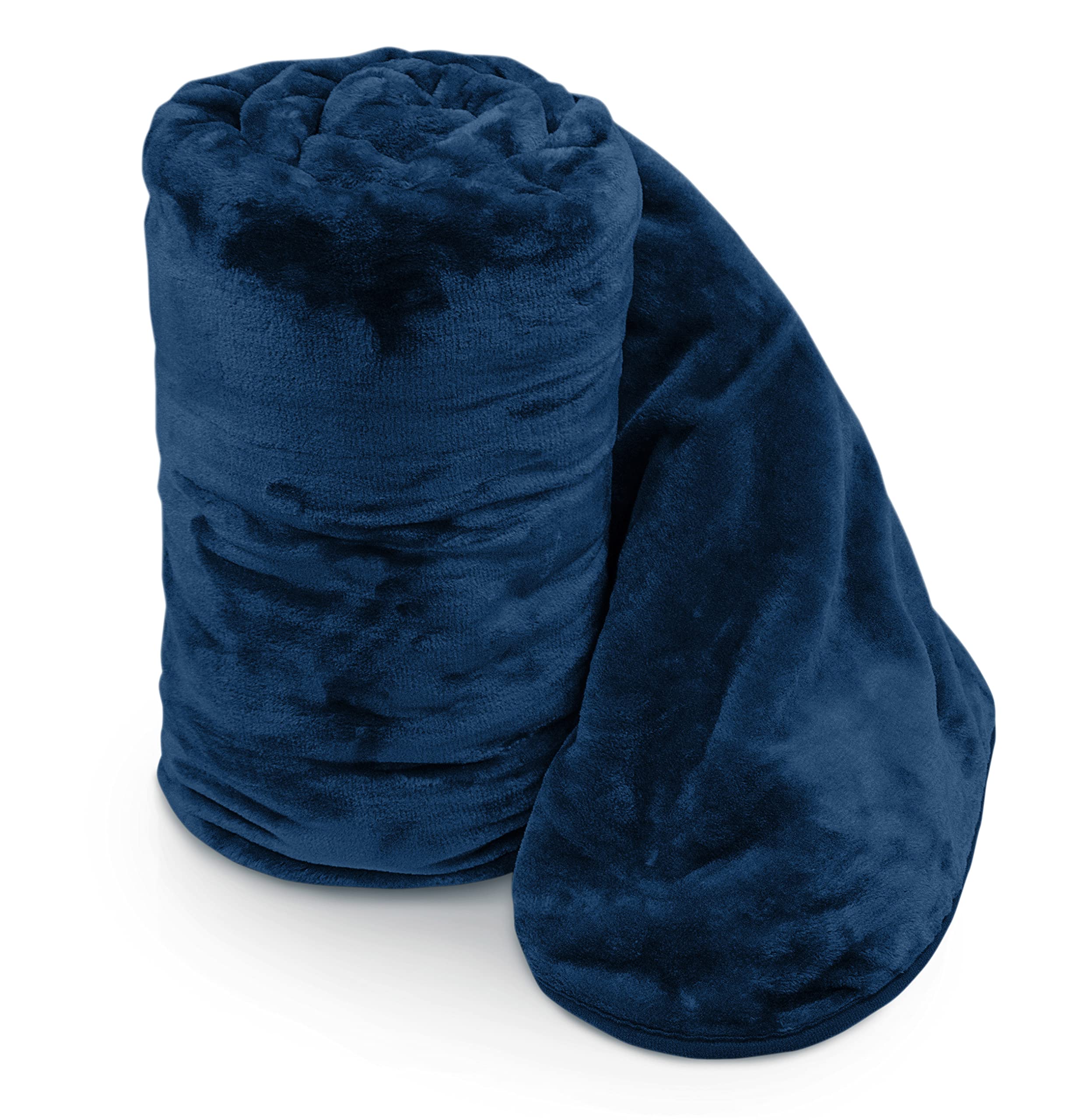 Velosso Chunky Thick Super Soft Faux Fur Mink Blanket Bed Throwover Sofa Lounge Throw Blanket Large, Extra Large (200 x 240cms, Navy)