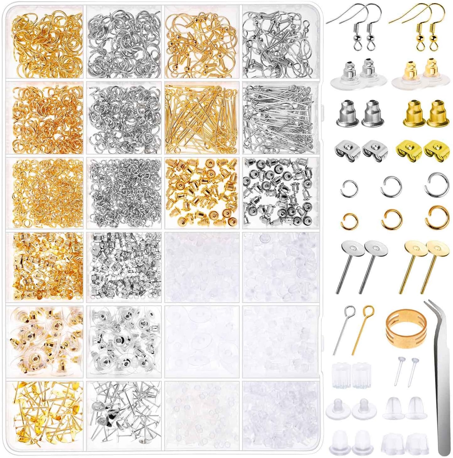 Anezus Earring Making Kit with Earring Hooks Findings, Earring Backs Posts, Jump Rings for Jewelry Making Supplies, 2320Pcs
