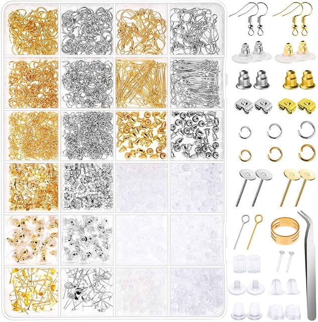 Earring Making Kit, Anezus 2320Pcs Earring Making Supplies Kit with Earring Hooks Findings, Earring Backs Posts, Jump Rings for Jewelry Making Supplies