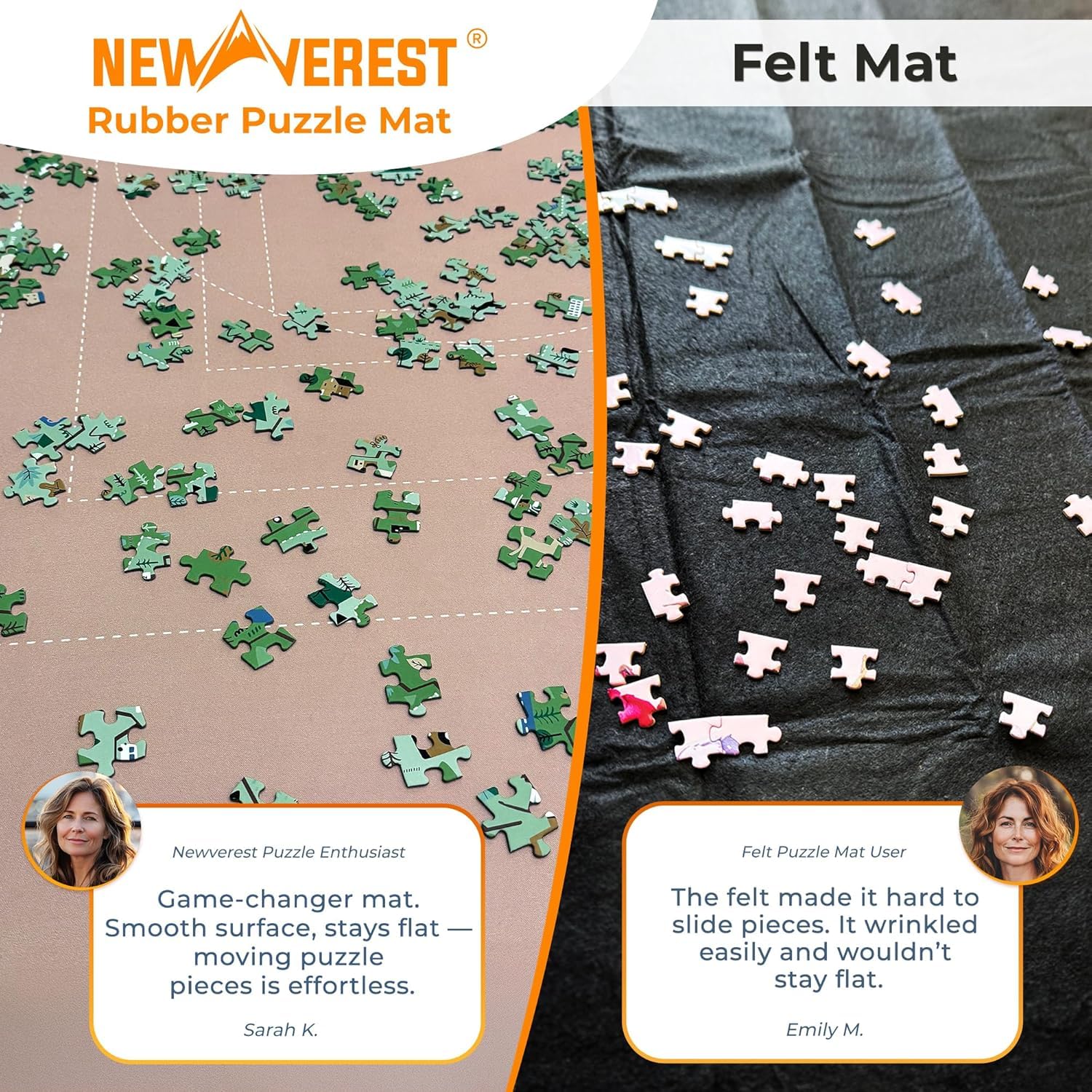 Newverest Tapis puzzle enroulable 100 x 60 cm – Peut contenir jusqu'à 1000 pièces, dessous antidérapant et surface lisse + 3 bols de tri et sac de transport pour les voyages