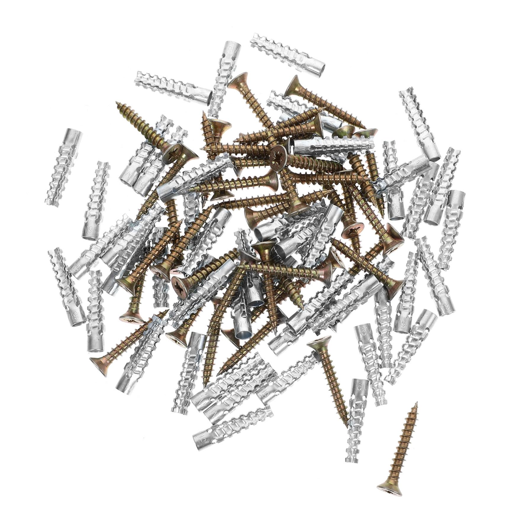 FUNOMOCYA Screw and Anchor Set 40pcs Drywall Anchors Expansion Screws for Drywall Plaster Concrete Walls Random Color