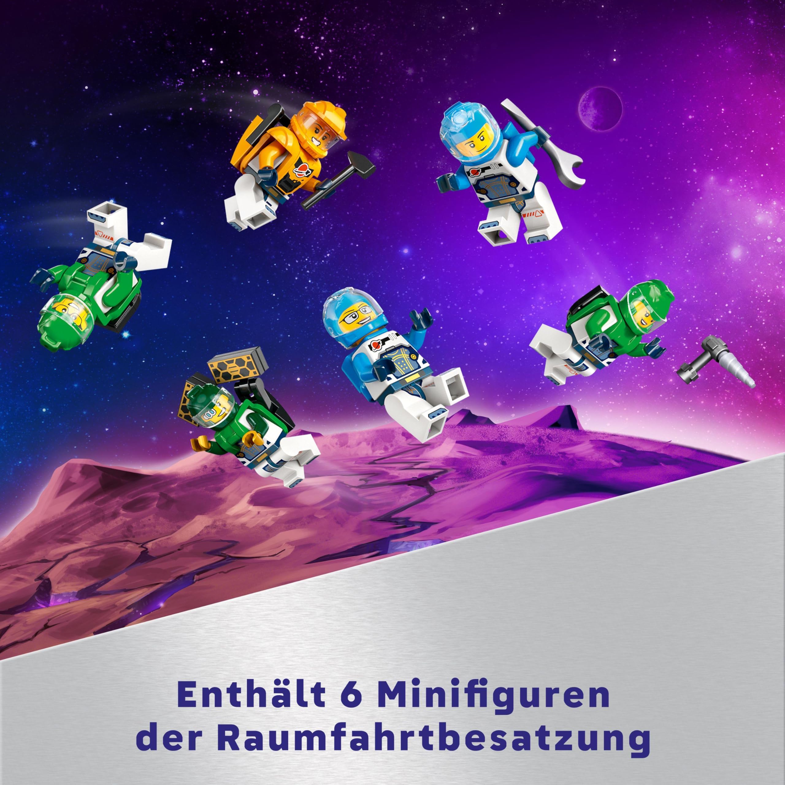 LEGO City Weltraum Modulare Raumstation, Raumschiff Modell mit Weltraumfahrzeugen, Geschenk für Kinder, Jungen und Mädchen ab 7 Jahren, Modulare Forschungsstation mit 6 Astronaut-Figuren 60433