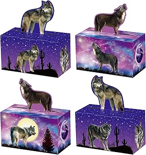 12 Pcs Wolf Theme Treat Boxes, Party Favors Gift Boxes, Party Paper Gift Boxes, Goodie Candy Treat Present Boxes for Wolf Theme Party Baby Shower Party Supplies Decorations