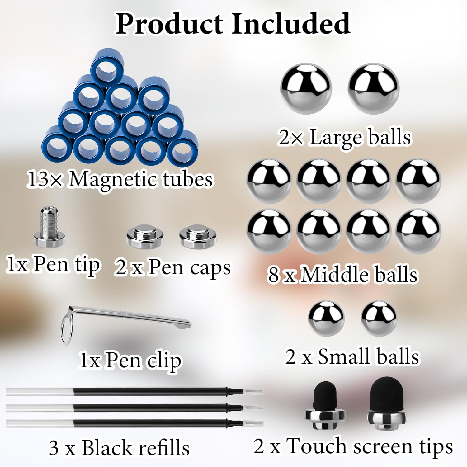 SUKIPIN Magnetic Fidget Pen, Blue Fidget Pen, Magnet Fidget Pens for Adults, Fidget Pen for Valentines Day Gifts, Easter Basket Stuffers (Blue)