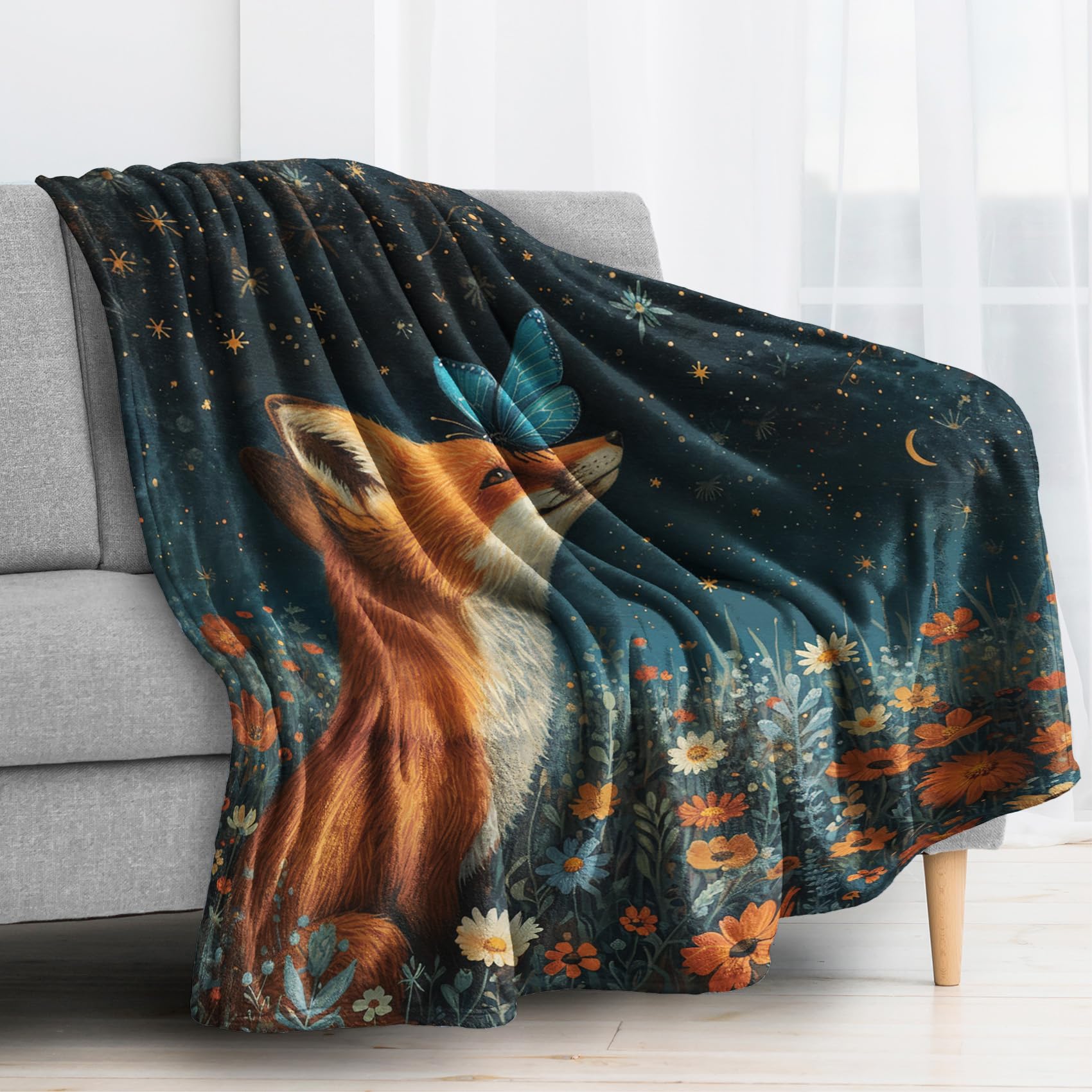 Amazon.com: NurnXus Starry Sky Fox Blankets, Butterfly